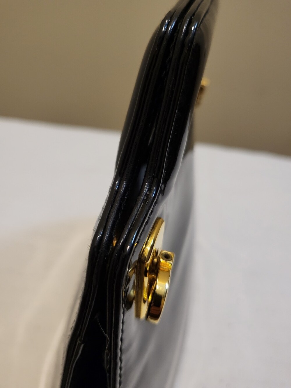 Salvatore Ferragamo Mini Wanda Black Patent Leather Top-Handle Bag with Strap - Picture 13 of 16